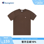 Champion冠軍情侶純棉短袖T恤春夏新款男刺繡小C美式潮牌上衣 咖啡色  L