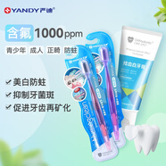 嚴(yán)迪含氟牙膏 牙齒美白預(yù)防蛀牙青少年學(xué)生牙膏12-18歲正畸期牙套矯正 含氟牙膏110g+正畸牙刷凹*2