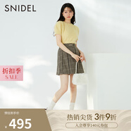 SNIDEL秋冬金屬扣裝飾百搭高腰休閑A字毛呢百褶短裙SWFS234227 格紋 S (0)