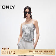 ONLY2025春季新款牛仔印花不規則下擺設計短款吊帶女|125151008 H0Z牛仔吊帶印花灰色 L