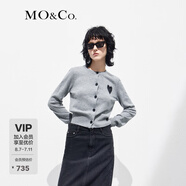 MO&Co.愛(ài)心刺繡歐根紗針織開(kāi)衫毛衣上衣女摩安珂 淺花灰色-第2批 S 160