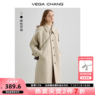 VEGA CHANG毛呢大衣女中長款2024冬新款愛心扣高級感外套 燕麥色 M