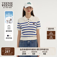 Teenie Weenie小熊女裝簡約夏季短袖毛衣針織衫POLO領(lǐng)泡泡袖女裝 象牙白 M 165