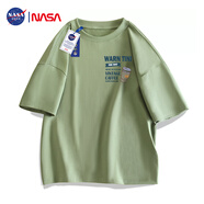 NASA GISS官方潮牌聯(lián)名T恤男潮簡約青少年純棉休閑風(fēng)短袖上衣 蜜瓜綠 3XL