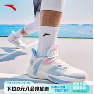 安踏籃球鞋男地板克星2024低幫鞋子男KT湯普森減震耐磨防滑運(yùn)動(dòng)鞋 象牙白/瀑布藍(lán)/嫣粉紅-3 44.5 (約275mm)