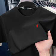 POLO SPORT奧萊品牌折扣保羅棉短袖t恤男夏季圓領(lǐng)休閑半袖體恤潮T 黑色[3308N] L建議120-145斤 均碼