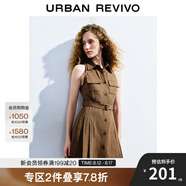 UR秋季新款女裝美拉德復古風(fēng)坎肩無(wú)袖連衣裙UWL740068 深咖棕 XS
