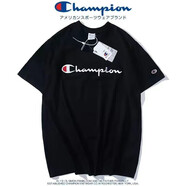 冠軍（CHAMPION）2025夏季新款短袖T恤純棉體恤男女同款字母百搭刺繡短袖夏季寬松 大長標黑色短袖 S 身高155-16090-100斤