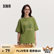 Semir[商場(chǎng)同款]史努比系列短袖T恤女中長(zhǎng)款印花2024新款純棉秋裝 橄欖綠40894 165/88A/L