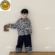 G.duck韓國童裝2025秋季新款兒童小眾個(gè)性豹紋圓領(lǐng)長(cháng)袖T恤男女童 簡(jiǎn)灰 80 cm