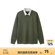 森馬毛衫男冬季氣質(zhì)韓系假兩件針織衫時(shí)尚提花翻領(lǐng)毛衣套頭衫 深綠40752 170/88A/M