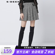 S.DEER圣迪奧女裝OL風(fēng)復(fù)古格紋拼接百褶A字短裙S21361301 德國灰/87 S 160