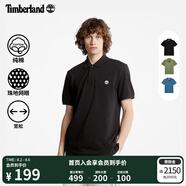 添柏嵐（Timberland）官方男裝短袖POLO衫新款寬松|A24H2 A24H2001/黑色 M (175/100A)