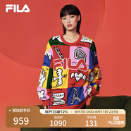 FILA 楊冪同款|斐樂官方情侶款編織衫2025春季新年款時尚涂鴉套頭毛衣 傳奇紅-RD S (165) /88A