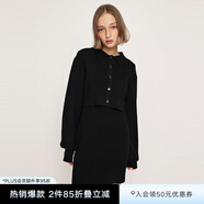 moussy&sly新品簡約歐美風(fēng)兩件套短款針織連衣裙030HSM73-0210 黑色020 M 00002/M