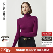 朗姿【王楚然同款】純羊毛高領(lǐng)針織衫春冬內(nèi)搭打底上衣曠野美拉德 紫紅色 M