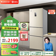格力（GREE）晶弘 225升冰箱風(fēng)冷無(wú)霜迷你小型家用三開(kāi)門(mén)大冷凍節能低噪離子凈味電冰箱宿舍辦公室客廳高性?xún)r(jià)比 BCD-225WETC/時(shí)代金【董總推薦】