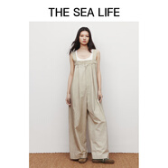 THE SEA LIFE商場(chǎng)同款歐海一生 全面做舊背帶褲秋新款寬松闊腿連體褲21121 微光綠 L