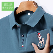 七匹狼旗營店短袖t恤男高端polo衫純棉翻領(lǐng)夏季刺繡新款男士 D9淺藍(lán)色 XL -建議130-150斤