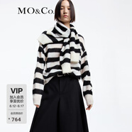 MO&Co.毛衣春秋含馬海毛條紋針織衫毛絨感慵懶紅色摩安珂 黑白條色 L 170