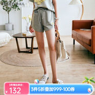Olrain法式穿搭灰色休閑褲女夏季高腰闊腿運(yùn)動(dòng)短褲 灰色 S 155/64A