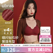 ubras虞書(shū)欣同款小花瓣杯軟支撐性感內(nèi)衣女聚攏文胸?zé)o鋼圈胸罩 【鉆石紗升級(jí)款】絲絨紅色-背心 M 75A/75B/75C