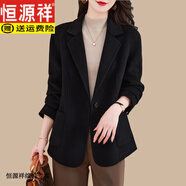 恒源祥氣質(zhì)西裝毛呢外套秋裝女款2025新款名媛感小香風(fēng)呢子大衣 黑色 L (105-115斤)