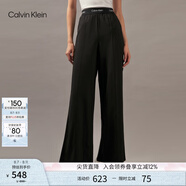 Calvin Klein運動【吸濕速干】25春夏女士戶外ck提花跑步闊腿運動褲GWF4P606 BAE-太空黑 S