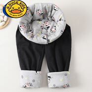G.DUCKKIDS冬款特厚保暖打底褲男女童九分褲蠶絲棉內(nèi)搭學(xué)生兒童御寒過冬褲子 深灰護(hù)膝保暖褲【男童-可愛小牛 100碼【身高85-95cm】