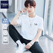 TEEK簡約百搭短袖t恤男生萊賽爾上衣 2025夏季體恤學(xué)生休閑男裝衣服 HT2367白色 S