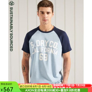 superdry極度干燥男士夏季棒球衫短袖T恤拼色柔軟舒適 BLUE XXL