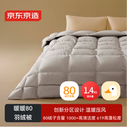 京東京造暖暖80%灰鴨絨分區鎖溫復合羽絨被子冬季被芯1400g填充 2x2.3m