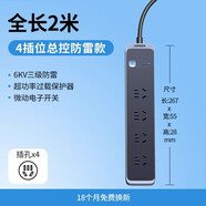 綠聯(lián)插排插座防雷多功能usb接拖線板面板多孔帶線分控30W家用宿舍 6KV防雷款-長2米【4位總控】-90896