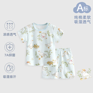雅嬰世族（YAYINGSHIZU）嬰兒短袖分體套裝夏季男寶寶夏裝純棉衣服女童短褲睡衣兒童薄款 出游鴨 【短袖短褲套裝】 66 建議高57-65/15斤內(nèi)