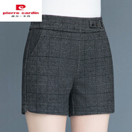 皮爾卡丹（PIERRE CARDIN）秋冬格子毛呢短褲女高腰大碼寬松顯瘦中年女士外穿格紋休閑媽媽褲 圖片色 S 27碼(2尺0)