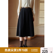獨束[神裙3.0版]獨束大碼女裝高腰半身裙女秋冬微胖mm遮胯顯瘦A字裙 靜謐黑 L