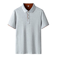 以純（YISHion）官方旗艦店polo衫男短袖T恤夏季薄款翻領(lǐng)半袖商務(wù)休閑潮牌 灰色(咖啡袖) XL