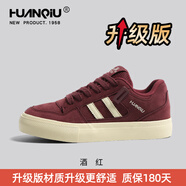 環(huán)球（HUANQIU）安哥拉紅面包鞋男款2025夏季新款ins潮運(yùn)動(dòng)休閑百搭學(xué)生板鞋 酒紅升級(jí)款 【品質(zhì)升級(jí)舒適軟底 39