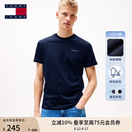 TOMMY JEANS【純色純棉】25夏季男裝平紋針織美式寬松短袖/修身圓領(lǐng)上衣T恤 【純色修身】藏青色C1G XL