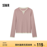 森馬（Semir）森馬毛衣女短款假兩件含羊毛針織衫24冬新款保暖內(nèi)搭109724107015