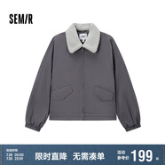 森馬（Semir）外套女oversize插肩袖仿羊羔毛毛領(lǐng)冬季2024夾棉夾克109724108016