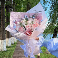 LZJV母親節(jié)禮物情人節(jié)玫瑰花束干花永生花生日禮物送男女朋友香皂花 甜心奶泡-公主粉 創(chuàng)意花束【單花束】