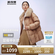 波司登冬季羽絨服女款短款翻領大毛領新國標90絨商場同款修身外套