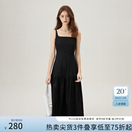 范思藍(lán)恩腰精裙系列 白色無袖吊帶連衣裙女夏法式領(lǐng)證小白裙2048 黑色 M