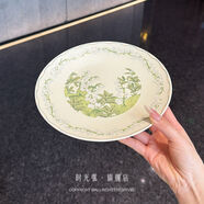 時光弧幸福鈴蘭花陶瓷餐具套裝碗碟套裝家用菜盤筷勺湯盤釉中彩陶瓷餐具 綠鈴蘭8.5英寸淺盤22*2cm【2只】