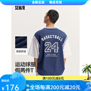 森馬（Semir）[男t合輯]短袖t恤男士夏季 H款-藍(lán)白色調(diào)00381 S 均碼