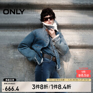 ONLY春夏復(fù)古帥氣毛絨拼接領(lǐng)口保暖牛仔外套女|124354012 J33 復(fù)古350牛仔洗水 常規(guī) S (160) 80A
