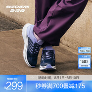 斯凱奇（Skechers）暮光鞋丨2025新品運(yùn)動跑鞋男女款高回彈輕質(zhì)吸震綁帶休閑鞋 海軍藍(lán)色/薰衣草色/NVLV 38.5