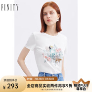 FINITY夏裝新款森女系T恤女設(shè)計(jì)感度假輕薄修身套頭上衣女 白色 S