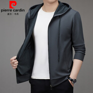 皮爾卡丹（pierre cardin）2025新款連帽衛(wèi)衣男t恤長袖春秋季薄款外套上衣帶帽中年休閑男裝 灰色 M